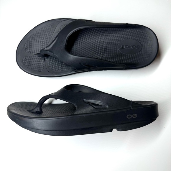 OOFOS OOriginal Unisex M-8 W-10 Thong Sandals Black Comfort Recovery Flip Flops - Picture 8 of 10